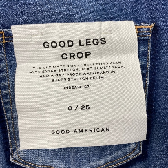Good American Denim Jeans Good Leg Crop Distressed Skinny Jeans Blue Size 25 NWT - Picture 12 of 16